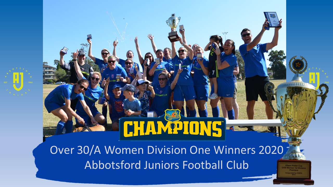 Abbotsford Juniors Over 30/A Womens Division One Team - premiers for 2020