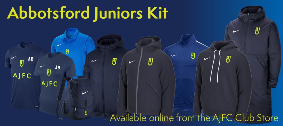 New AJFC Merchandise now available from the Ultra Football Abbotsford Juniors Store