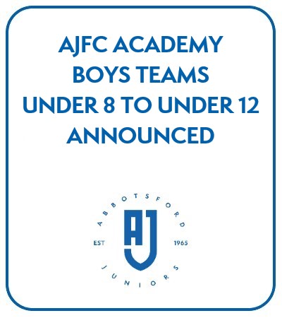 AJFC Academy Boys Under 8 to Under 12 Teams for 2023