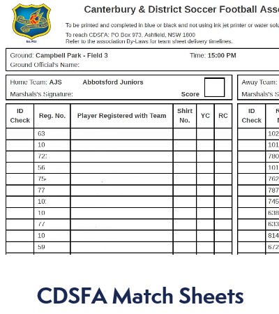 CDSFA Match Sheet Download