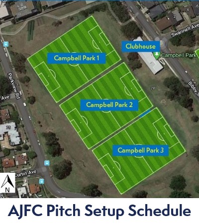 AJFC Pitch Setup Schedule
